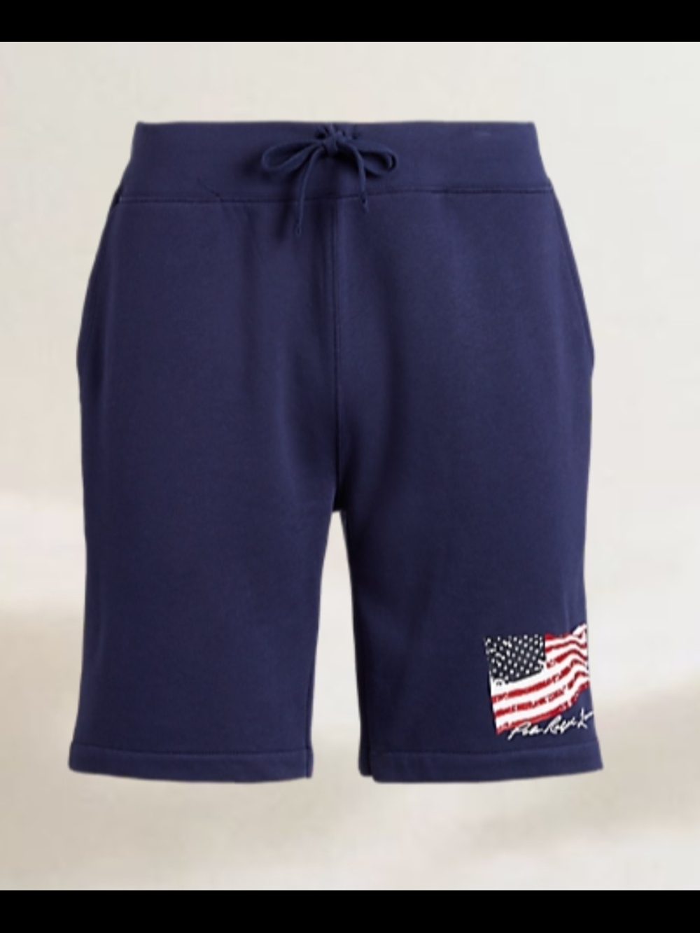 Ralph Lauren Navy Blue Athletic Shorts with Flag Patch